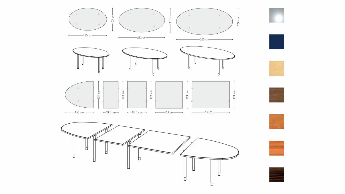 Variconferenz Variable Conference Tables As Elliptical Or Boat Variconferenz Variable Conference Tables As Elliptical Or Boat Table With Round Legs