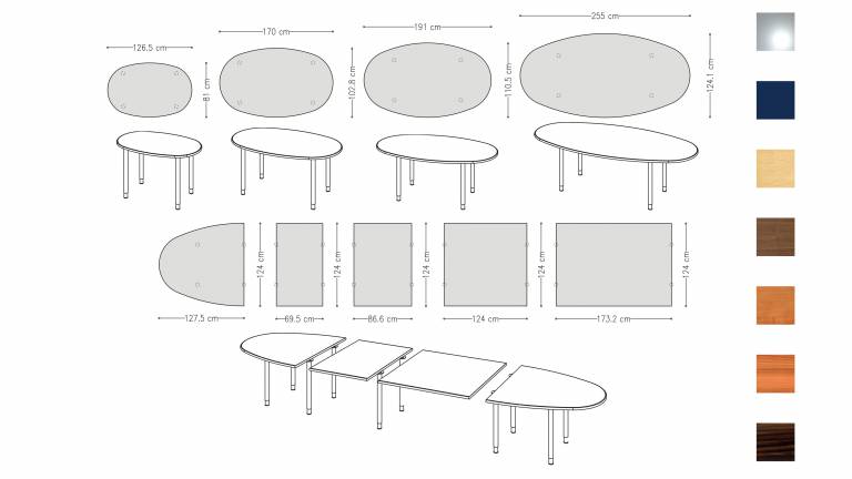 Variconferenz - Variable Conference tables oval with round legs
