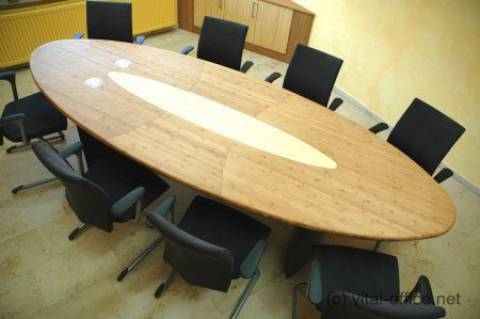 circon s-class - 4x1m - meeting table in bamboo hardwood with media ports and according to Feng Shui rules